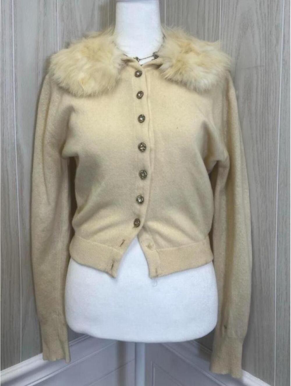 Vintage Retro Dalton Cashmere & Fur Cardigan